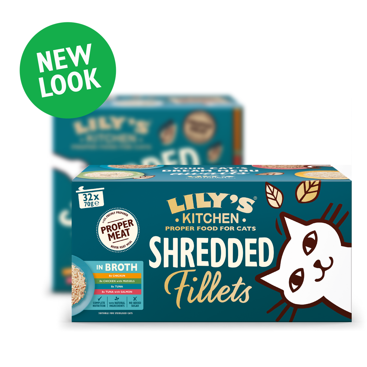 Shredded Fillets in Broth Multipack for Adult Cats (32 x 70g) | Lily's ...