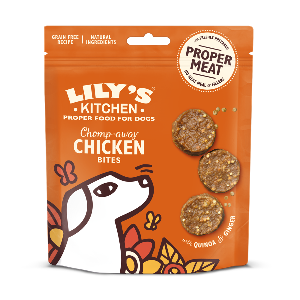 Chicken Dog Treats Chomp Away Chicken Bites Lily S Kitchen
