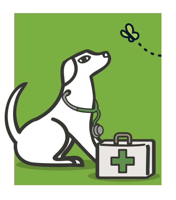 Illustration of a dog using a stethoscope