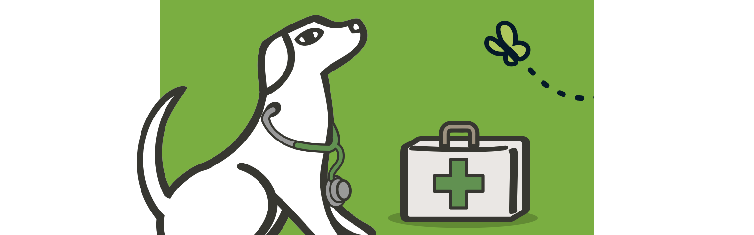 Illustration of a dog using a stethoscope